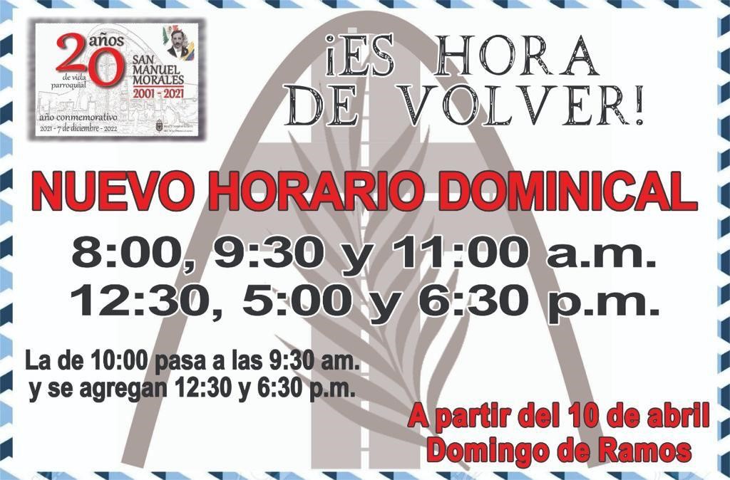 Horario celebraciones eucarísticas