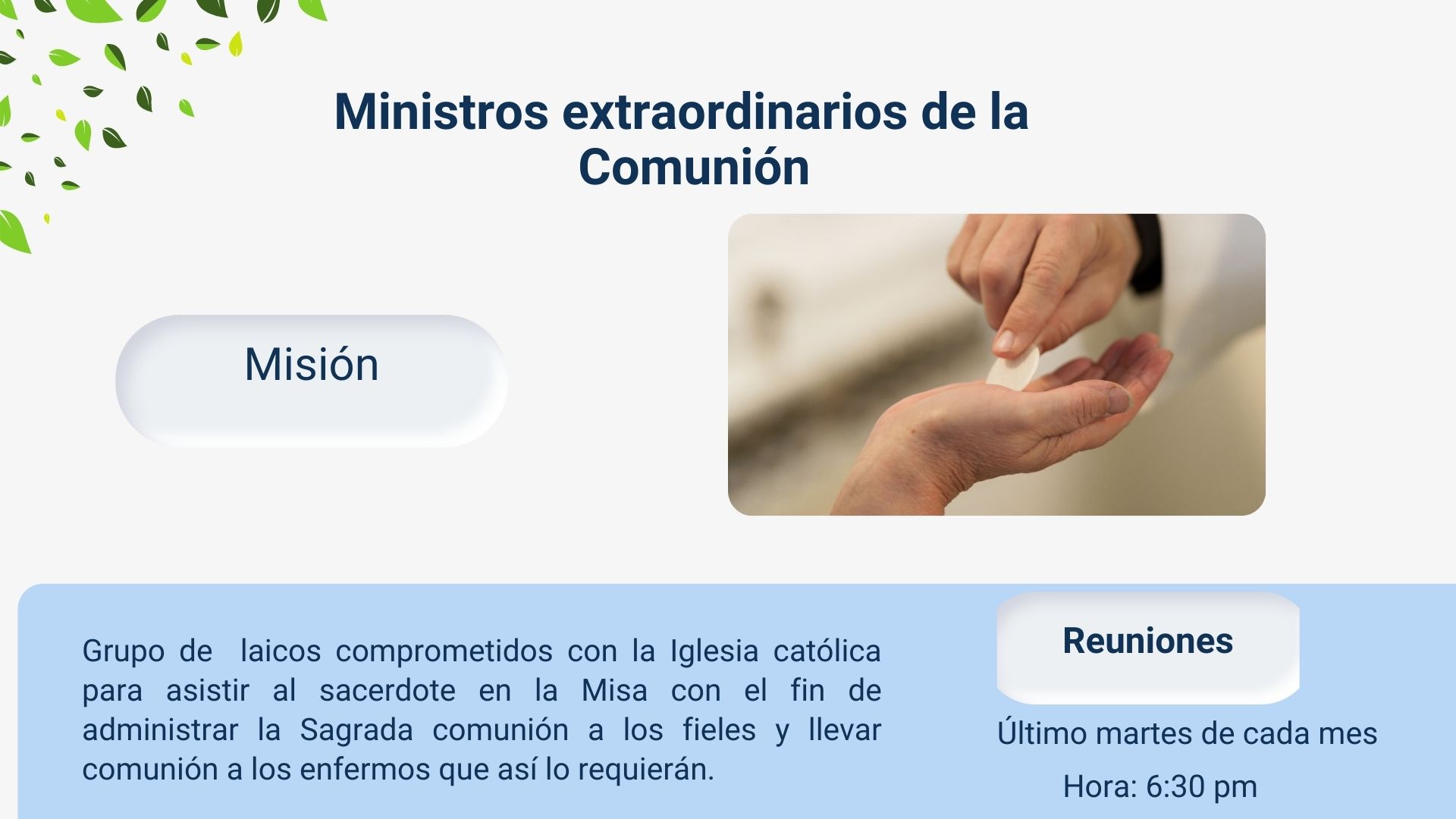 Ministros extraordinarios de la Comunión