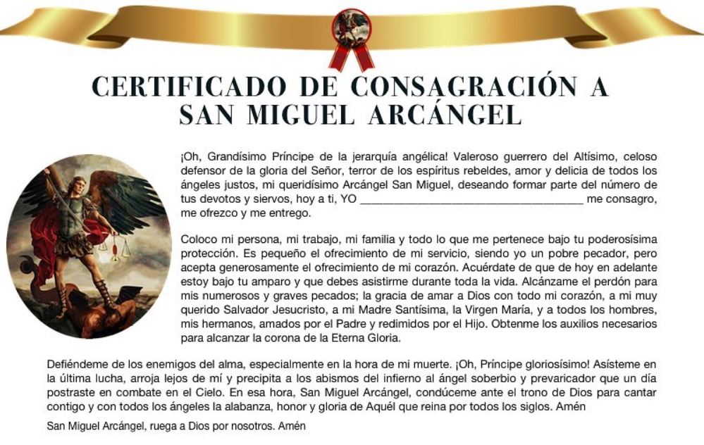 Consagración a San Miguel Arcangel