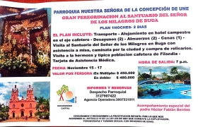 PEREGRINACIÓN A BUGA DEL 15 AL 17 DE NOVIEMBRE